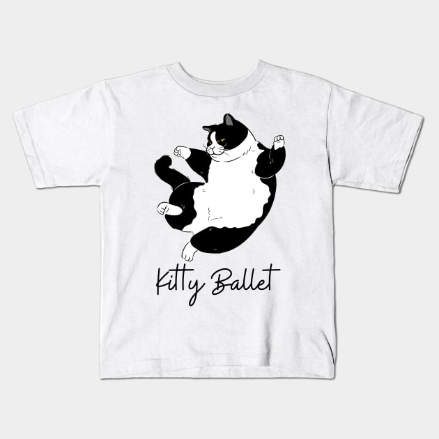 Funny Cat Ballet Dancer Kids T-Shirt by TammyWinandArt